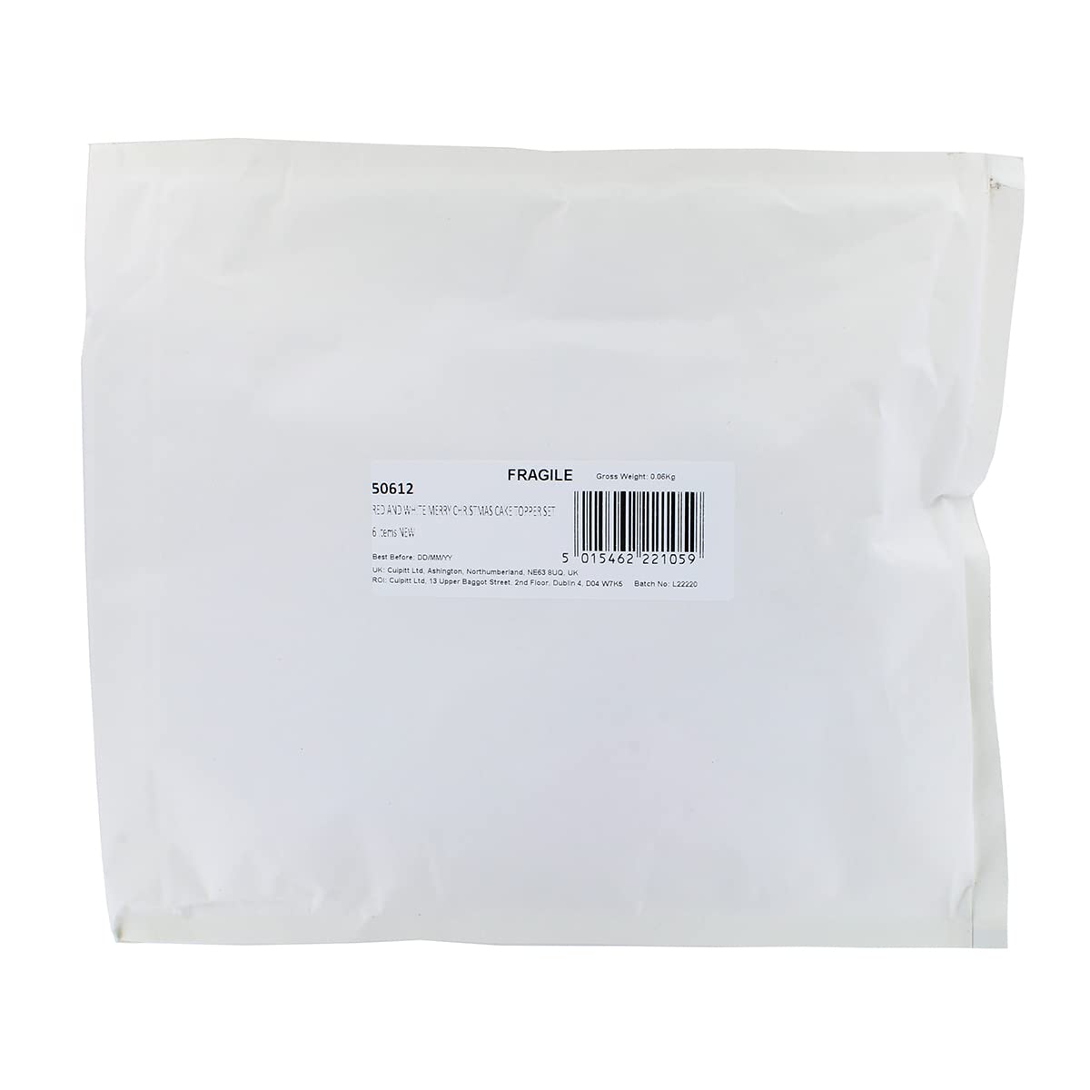 Culpitt Red and White Merry Christmas Cake Decoration Kit - Reusable Cake Topper Set for Holiday Baking