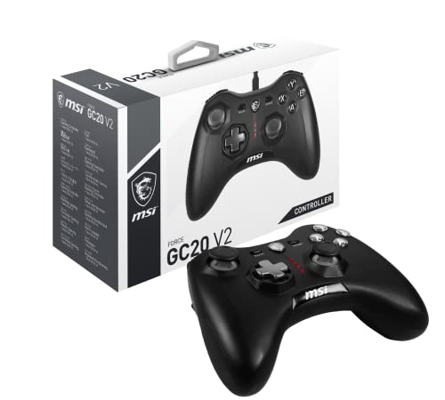 MSI FORCE GC20 V2 Wired Gamepad Controller - Interchangeable D-Pad, Dual Vibration, USB 2.0 for PC & Android 5