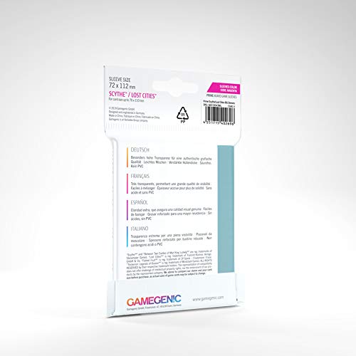 Gamegenic Prime Sleeves for Scythe/Lost Cities Cards | 72x112mm | 60 Count | Clear 2