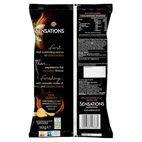 Sensations Roast Chicken & Thyme Thick Cut Premium Potato Crisps, Sharing Bag 150g 9