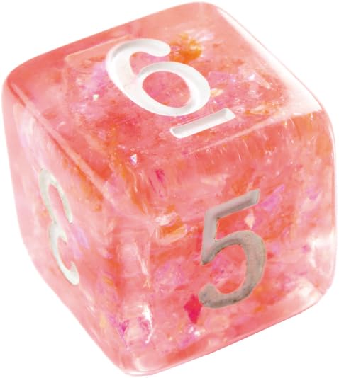 Gamegenic Candy-Like Series Peach Glitter Resin RPG Dice Set – 7-Piece Polyhedral Dice for Roleplaying Games 8
