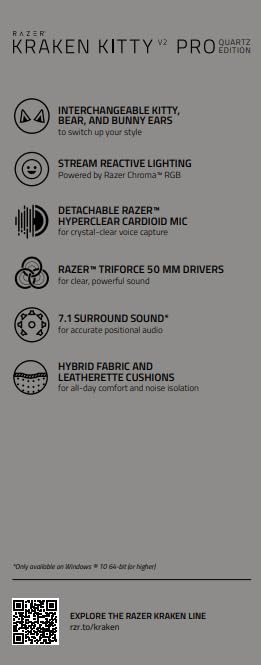 Razer Kraken Kitty Edition V2 Pro - Wired RGB Gaming Headset with Interchangeable Ears 20