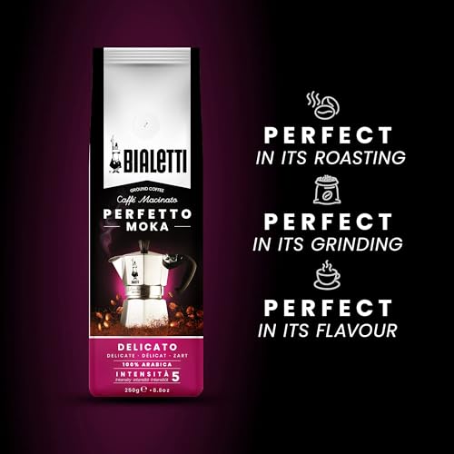 Bialetti Delicato Ground Coffee 252g - 100% Arabica Brasil Natural Beans 3