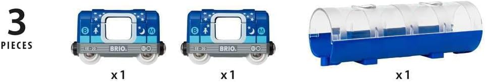 BRIO World Glow in the Dark Metro Train & Tunnel - Wooden Railway Playset for Kids 3+