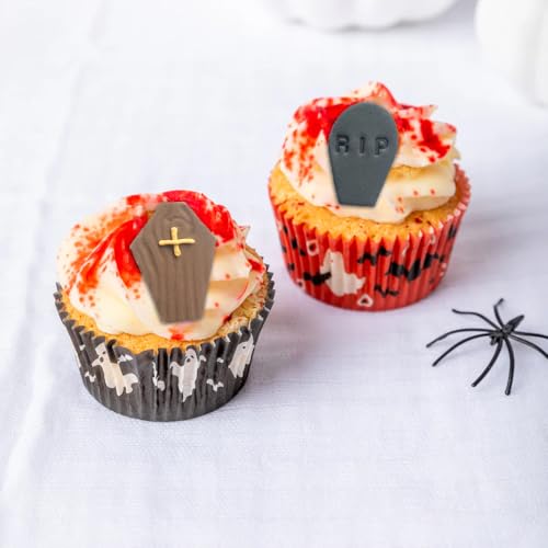 Anniversary House - Halloween Edible Fondant Cake Toppers with Coffins and Tombstones