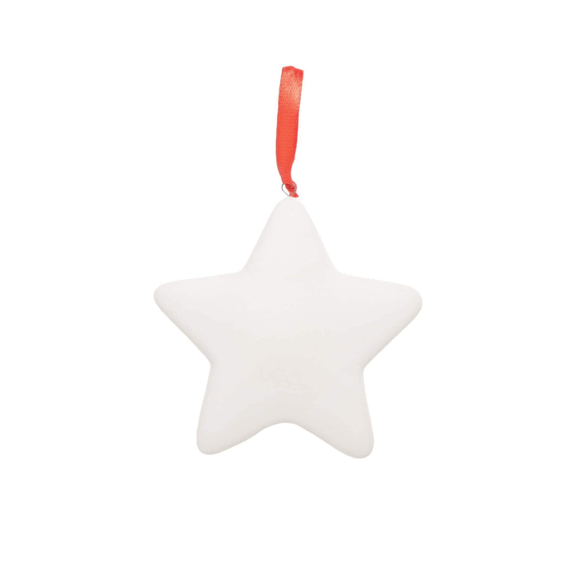 Baker Ross FC109 Christmas Star Ceramic Baubles - Pack of 4, Make Your Own Craft Kit