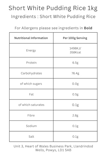 Minton & Donello - Short White Pudding Rice 1kg 3