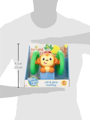 Bright Starts Roll and Glow Monkey - Light-Up Rolling Toy with Music for Babies 6M+ 2