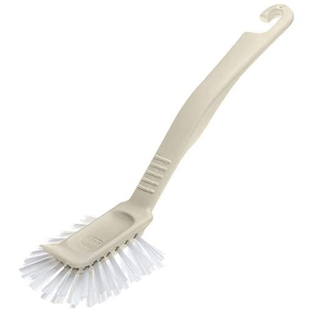 Addis Jumbo Washing Up Dish Brush - Durable Nylon Bristles | Built-in Scraper | Linen