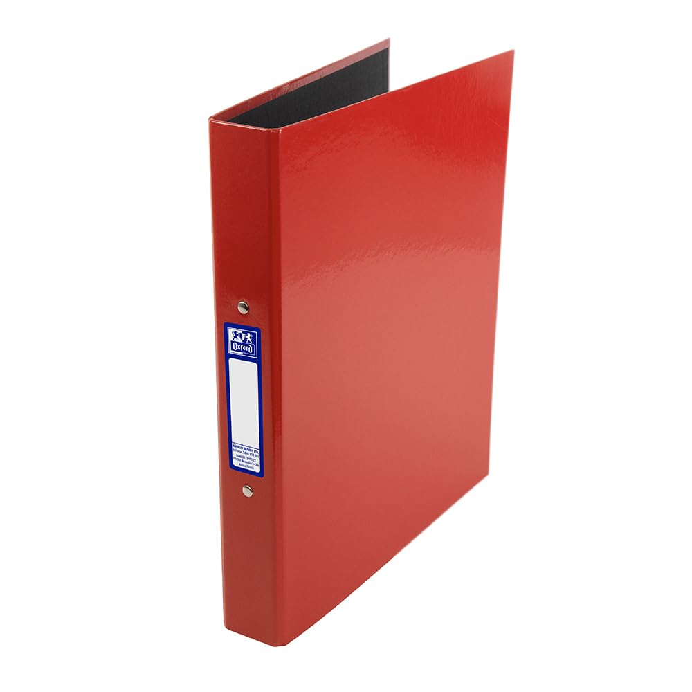 Oxford Premium A4 Ring Binder, Red Single Folder, 25mm Capacity, Laminated