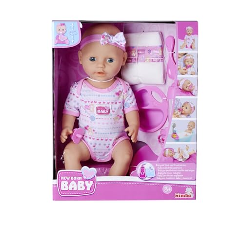 Simba New Born Baby Doll with Drink and Wet Function | 38 cm Vinyl Doll | Ages 3+