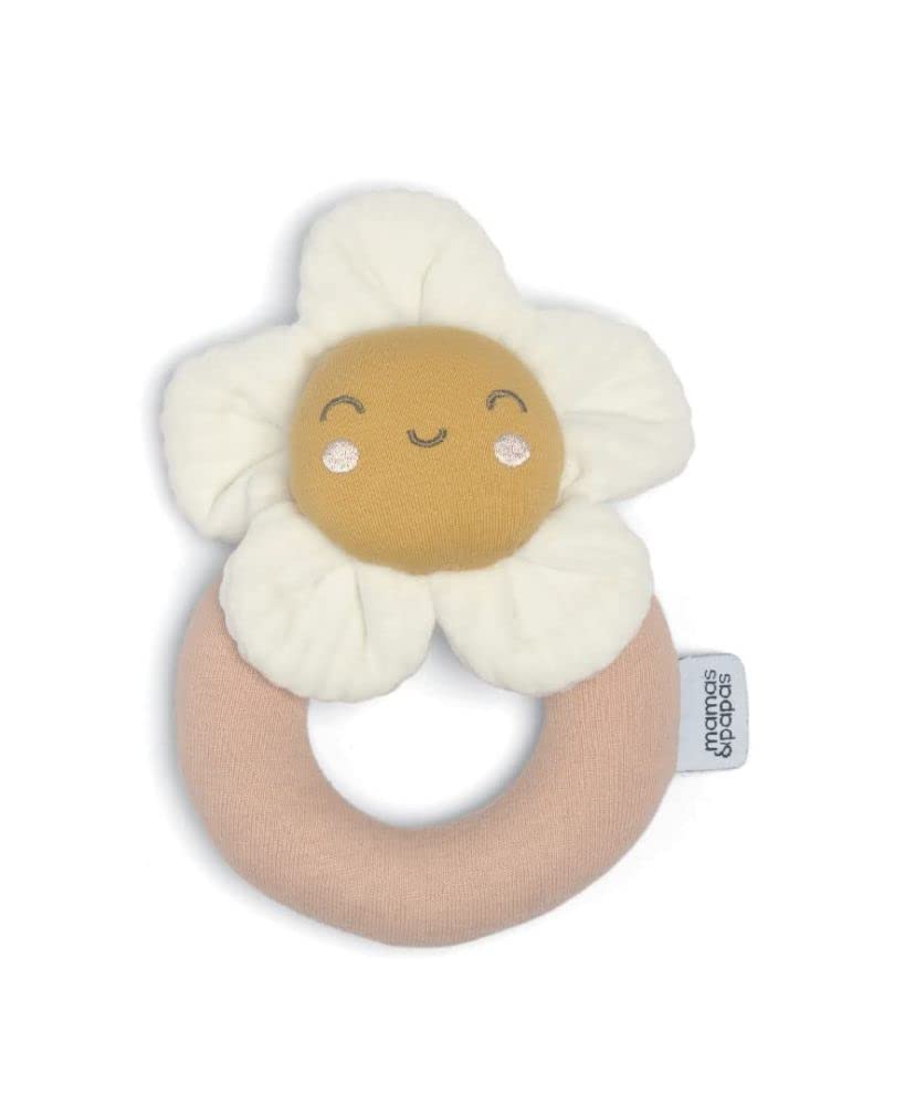 Mamas & Papas Soft Grabber Rattle - Grateful Garden Ring Shape for Baby Boys | Fabric