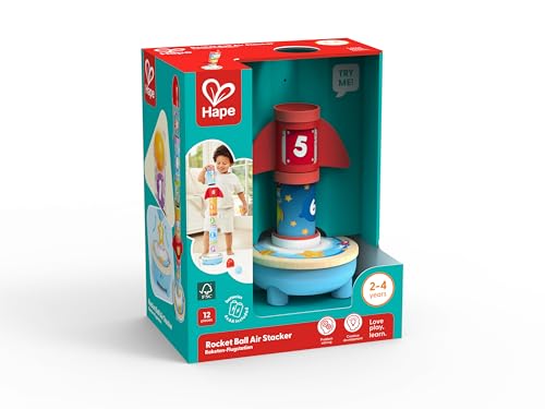 Hape Air-Powered Rocket Stacker Ball Launcher Playset | Ages 24 Months+ | Wood 11