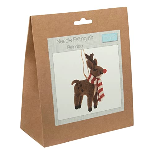 Trimits Needle Felting Craft Kit - Christmas Reindeer | Beginner Friendly | Includes Wool & Tools