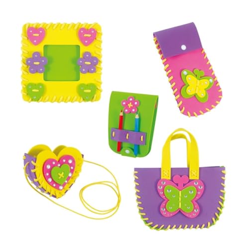 Galt First Sewing Kids Craft Kit with Pencil Case, Purse & Frame - Foam Sewing Set for Children