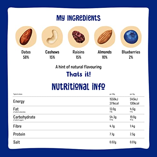 Nakd Blueberry Muffin Raw Fruit & Nut Bars - Vegan, Gluten Free, No Added Sugar - 35g x 18 4