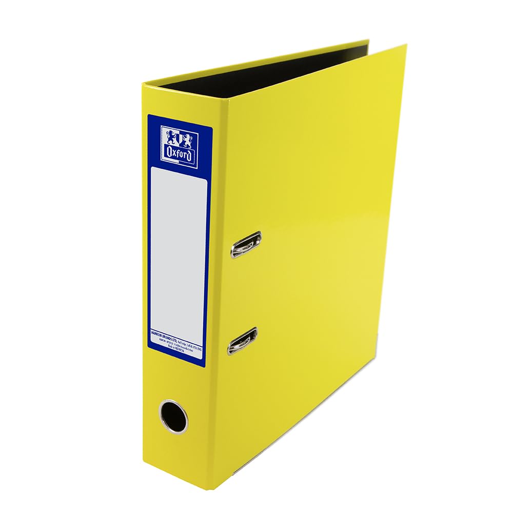 Oxford Premium A4 Lever Arch File - Heavy Duty Filing | 70mm Spine | Yellow