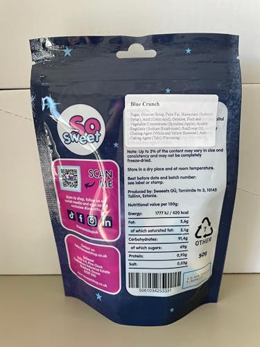 SoSweet Freeze Dried Sweets – Blue Crunch 50g | Intense Fruity Flavour | Crispy Airy Snack 5