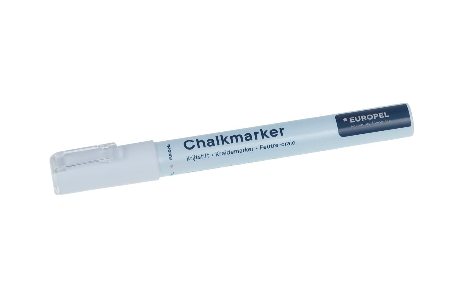 Europel Liquid Chalk Marker - White Ink, 3mm Reversible Tip (Round/Chisel) | Dust Free