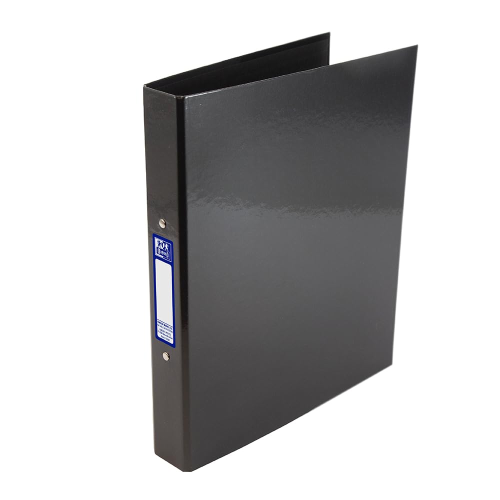 Oxford Premium A4 O-Ring Binder - Charcoal Black | 25mm Capacity | Laminated Paper on Board