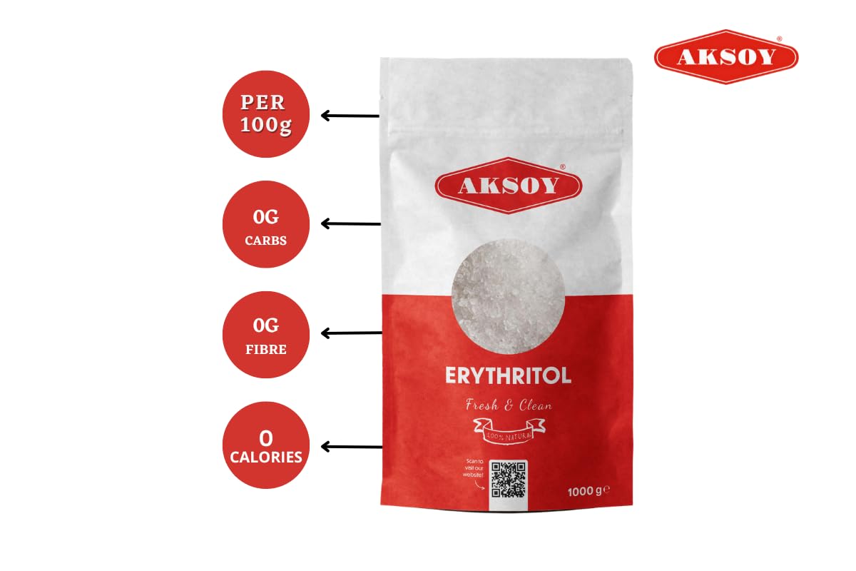 Aksoy Pure Erythritol 100% Natural 1kg (2.2 lb) Zero Calorie Sweetener 2