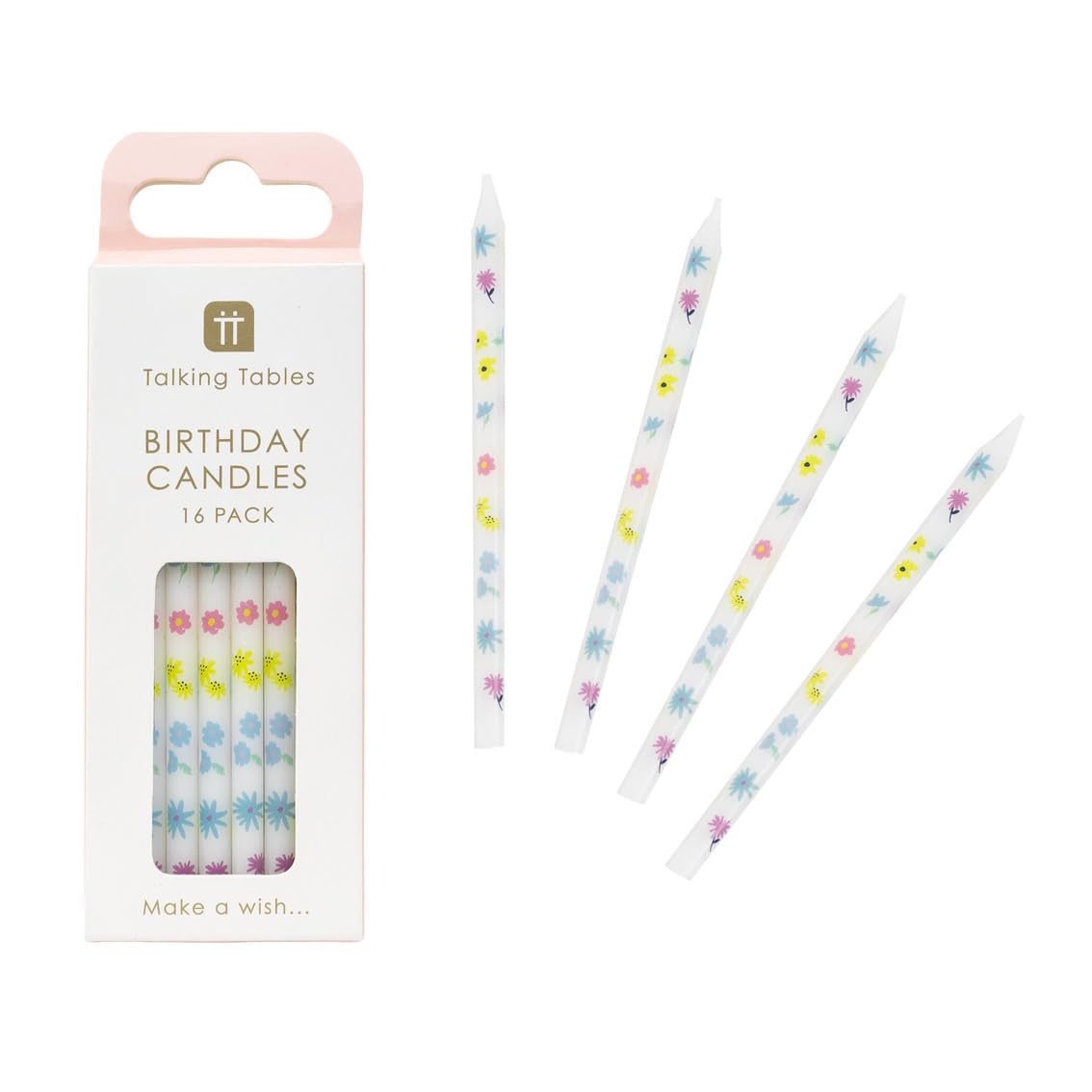 Floral Pretty Pastel Birthday Cake Candles - 16-Pack with Small Flowers by Talking Tables 1