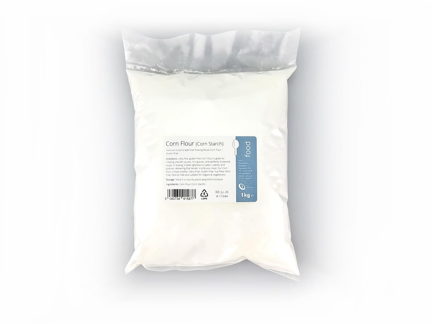 Intralabs Maize Cornflour 1kg - Ultra-Fine Gluten-Free Thickening Powder 1