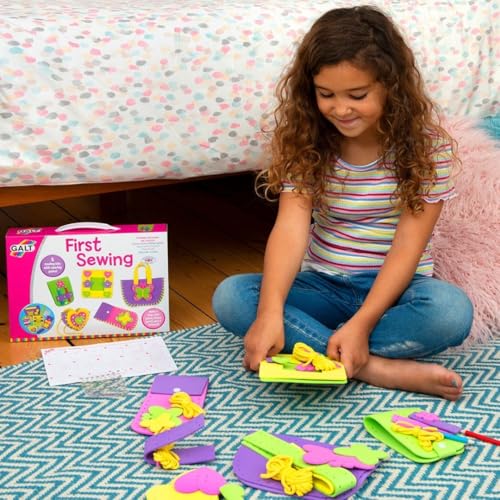 Galt First Sewing Kids Craft Kit with Pencil Case, Purse & Frame - Foam Sewing Set for Children