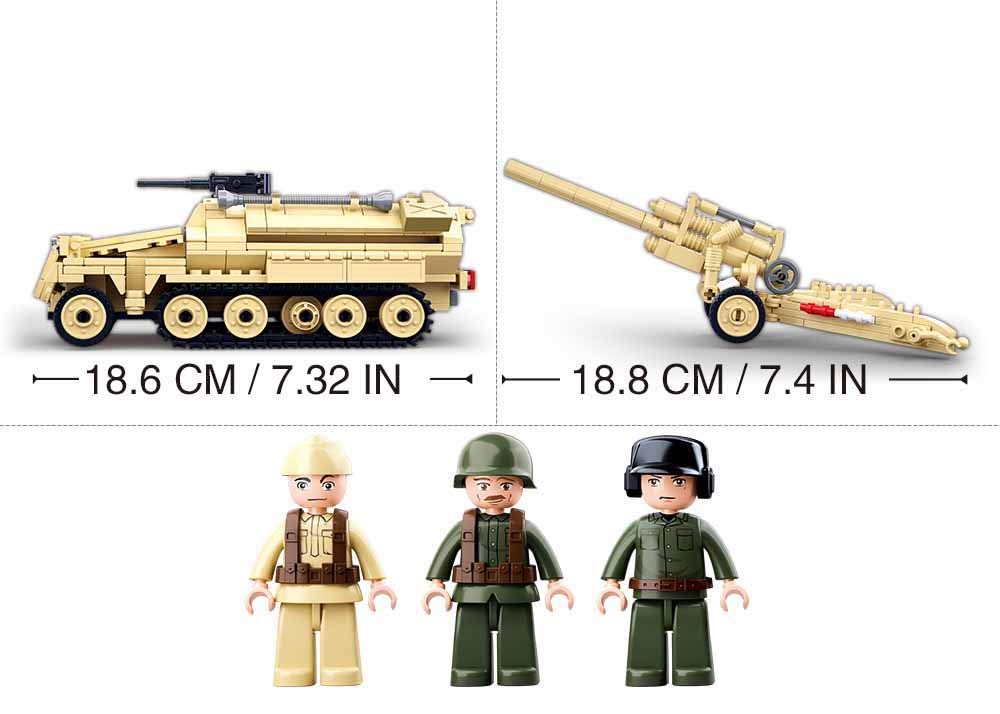Sluban M38-B0695 WWII SD.KFZ. 251 Half-Track K18 105MM Cannon Building Set 5