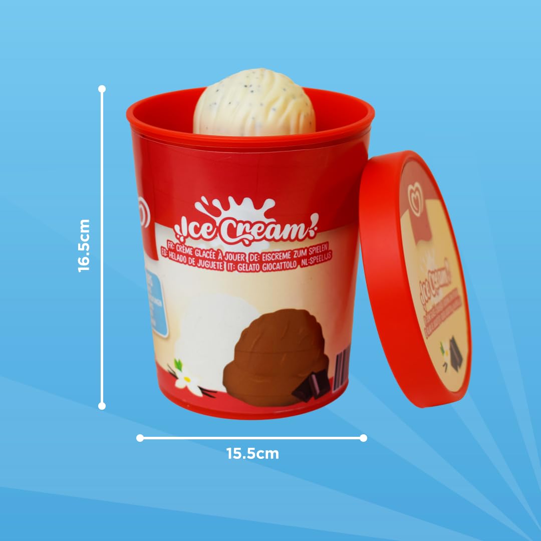 Casdon Walls Ice Cream Tub Toy - Vanilla & Chocolate | Pretend Play Set | Ages 2+ 5