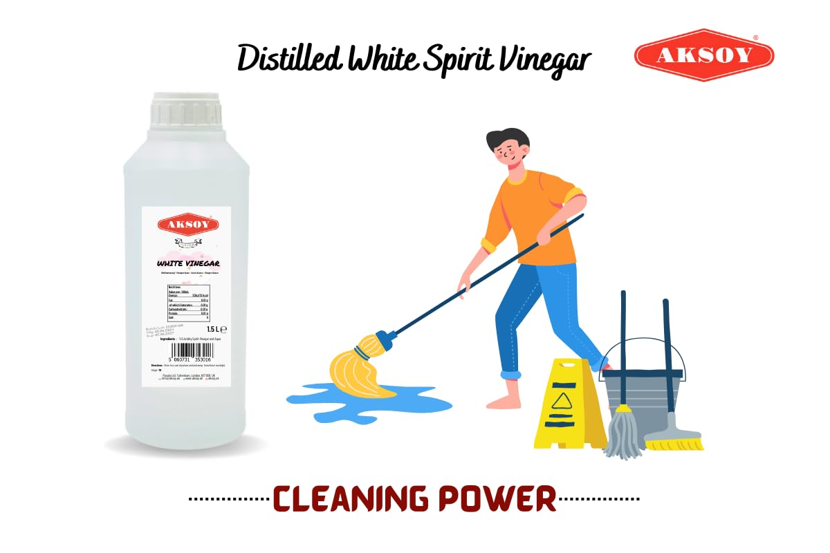 Aksoy Distilled White Spirit Vinegar 1.5L - Ideal for Cooking, Pickling & Natural Cleaning 2