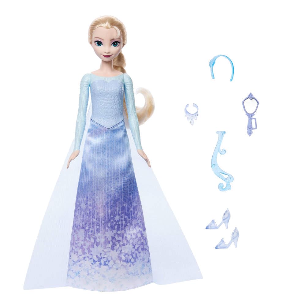 Mattel Disney Frozen Elsa Spin & Reveal Fashion Doll - 11 Surprises | Unisex Children | Ages 3+ 5