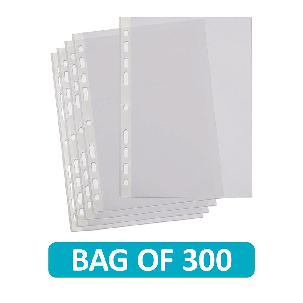 SUMMIT A4 Bulk Punched Pockets - 300 Clear Plastic Sleeves with Embossed Finish | Top Loading