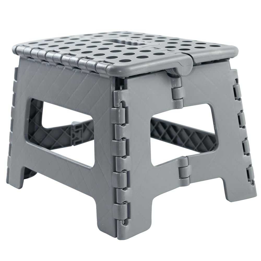 Armo Home Folding Step Stool - Metal Construction, 150 kg Capacity, Grey | 40cm Height