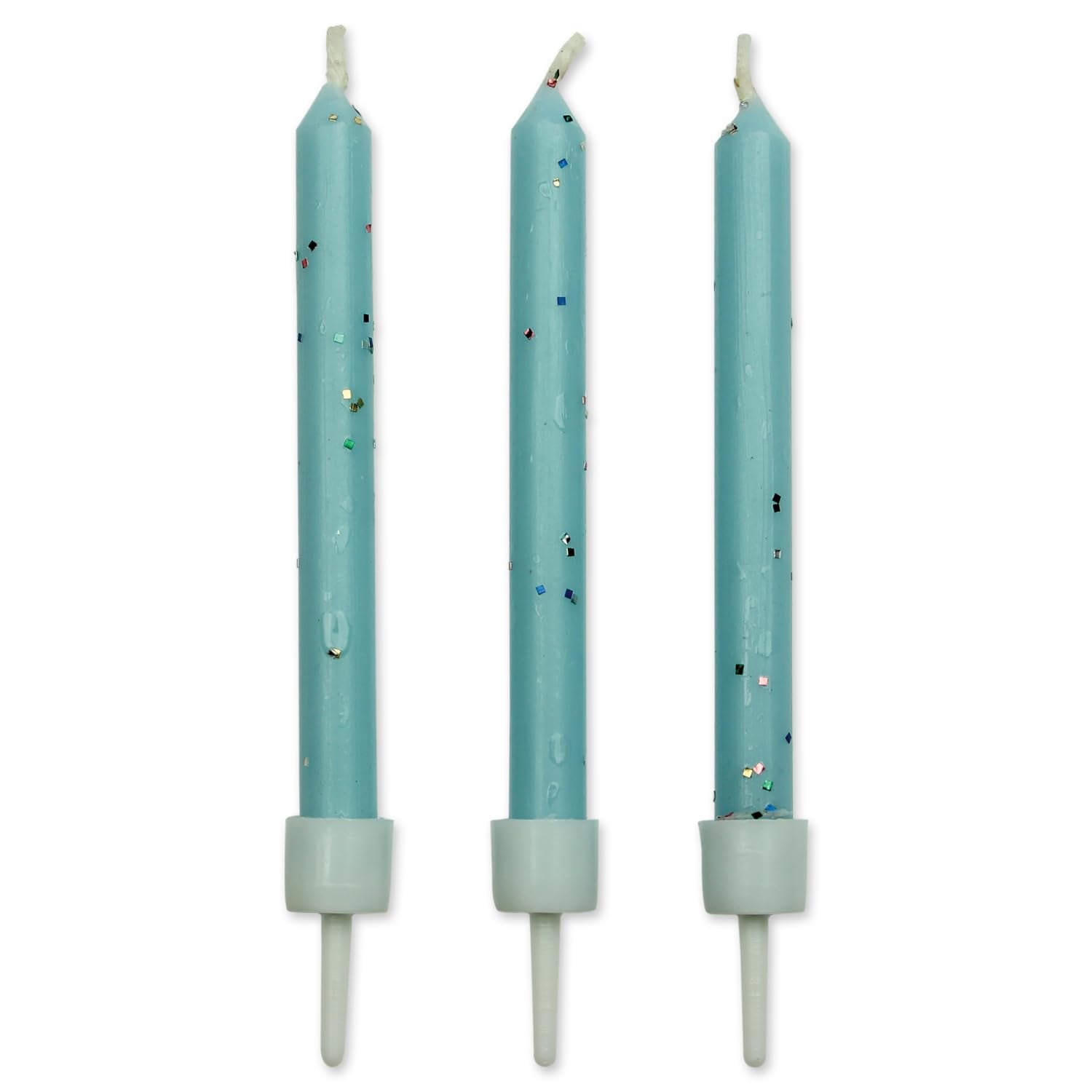 PME Blue Glitter Candles - 10 Pack | 6.2 cm Height | Unscented Wax