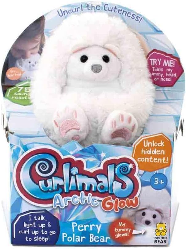 Curlimals Perry Polar Bear Arctic Glow Teddy Bear - Interactive Light-Up Plush Toy for Kids 1