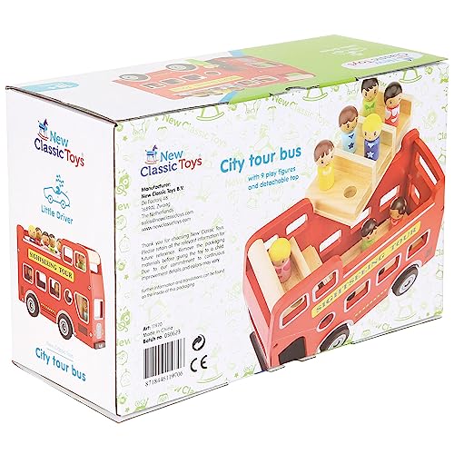 New Classic Toys City Tour Bus with 9 Play Figures, Red, First Driver Line 11