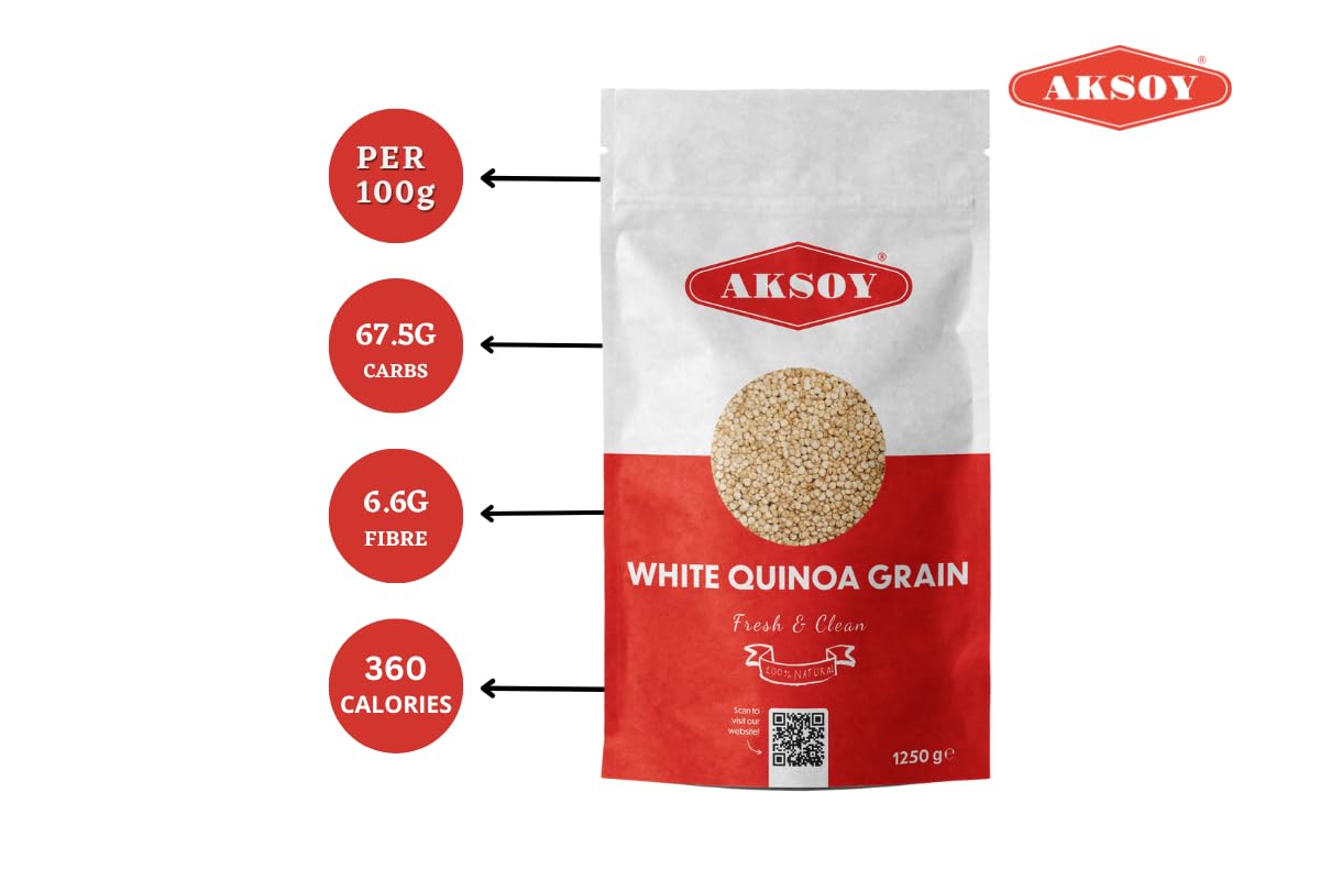 Aksoy White Quinoa 1.25KG - Whole Grain, Ready-to-Cook, Non-GMO, Plant-Based Protein 2
