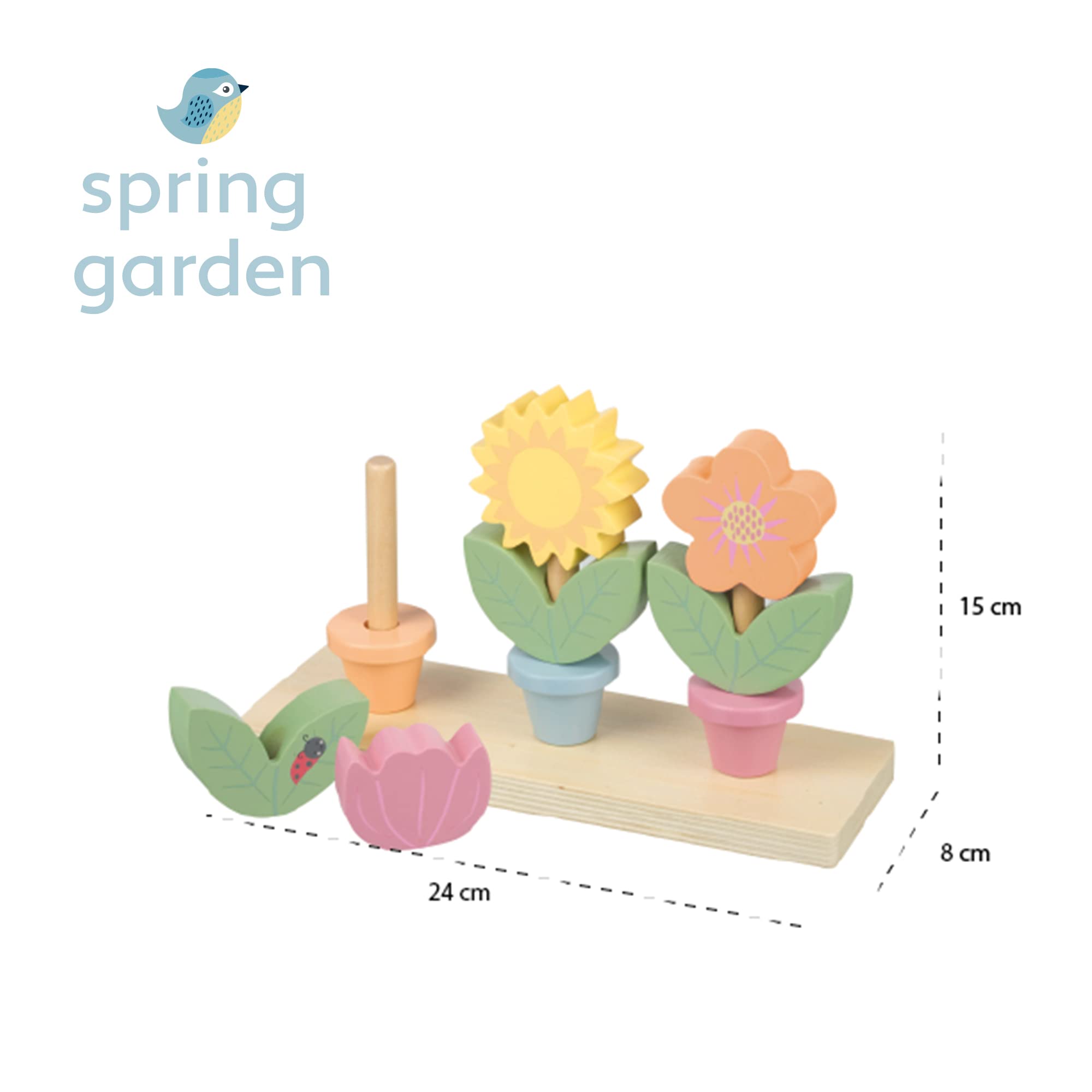 Orange Tree Toys Wooden Flower Pots - Garden Building Stacking Cups for 18 Months+ 2