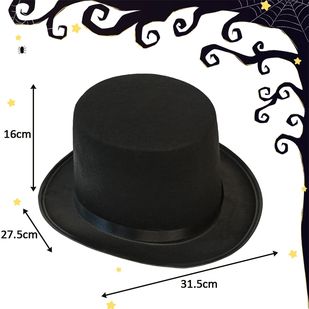 RAM ONLINE Adult Black Velour Top Hat - Victorian Magician Ringmaster Costume Headwear