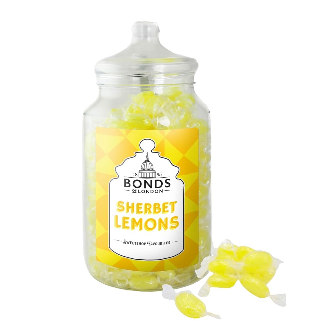 Bonds of London - Lemon Sherbets Jar Retro Chewy Sweets, 1.7 kg Vegetarian Fizzy Citrus Treats 6