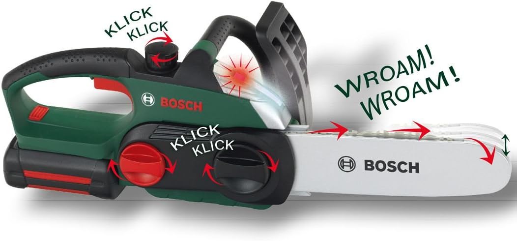 Theo Klein 8399 Bosch Toy Chainsaw - Battery-Powered with Light & Sound Effects for Kids 3+ 2