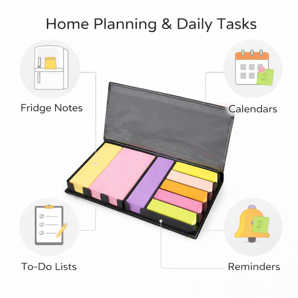 1ABOVE Self-Stick Notes Set with Leather-Like Case and Index Tabs | 1000pc | 7.62x7.62 cm