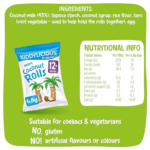Kiddylicious Mini Coconut Rolls - Natural Snacks for Kids, Pack of 40 7