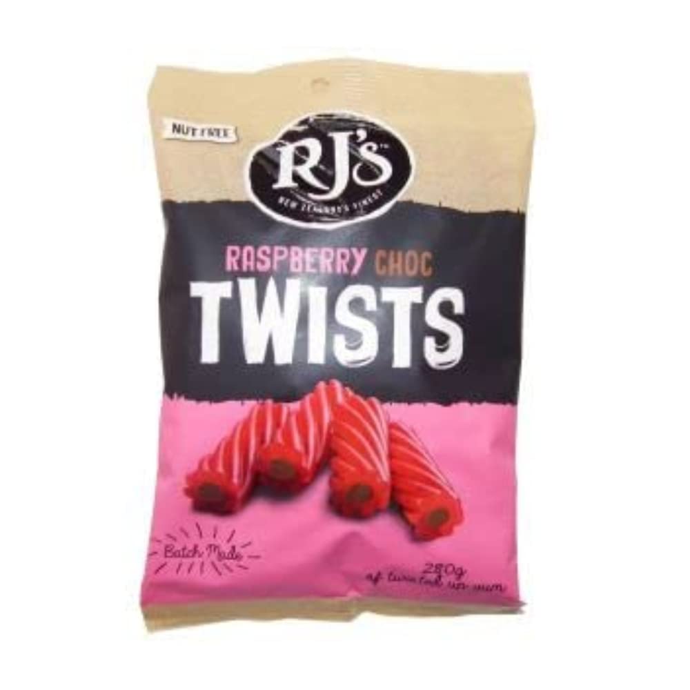 RJ's Licorice Raspberry Choc Twists - Soft Eating, Non GMO, Vegetarian | 282g