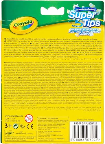 CRAYOLA SuperTips Washable Markers - Pack of 12, Wash-Off Ink for Kids 3+ 2