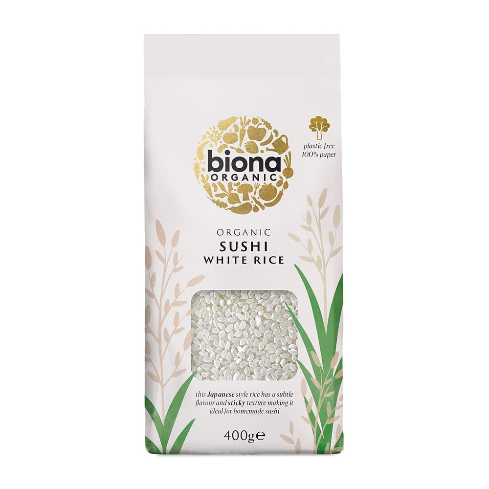 Biona Organic Sushi Rice - Short Grain White Rice for Japanese Style Sticky Dishes | 400g