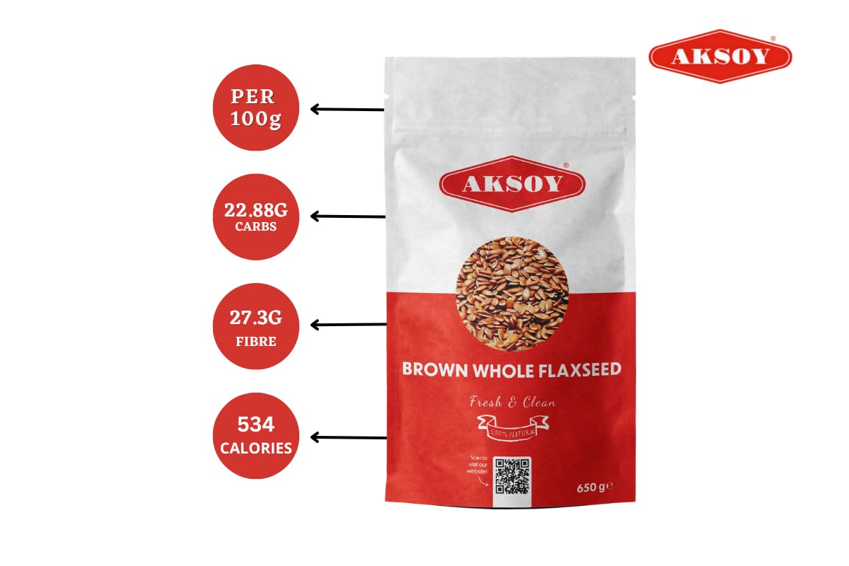 AKSOY Brown Whole Flaxseed (Linseed) - 650g | All Natural | Vegan & Vegetarian 3