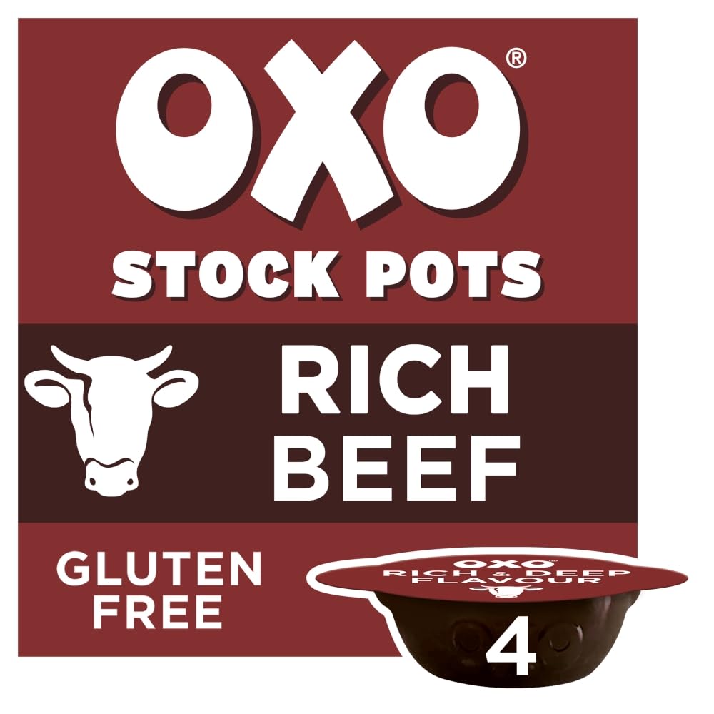 OXO Rich Beef Stock Pots with Rosemary & Onion – 4 Pots | Made with Real Meat Juices