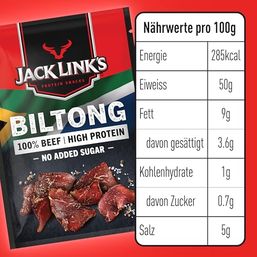 Jack Link's Biltong Jerky Original - Pack of 12 x 60g, Gluten Free High Protein Beef Snack 9